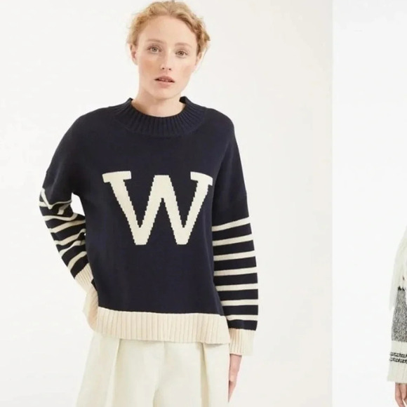 NEW WEEKEND MAX MARA Moresca Crewneck Sweater Navy White Striped Size S - Picture 3 of 16